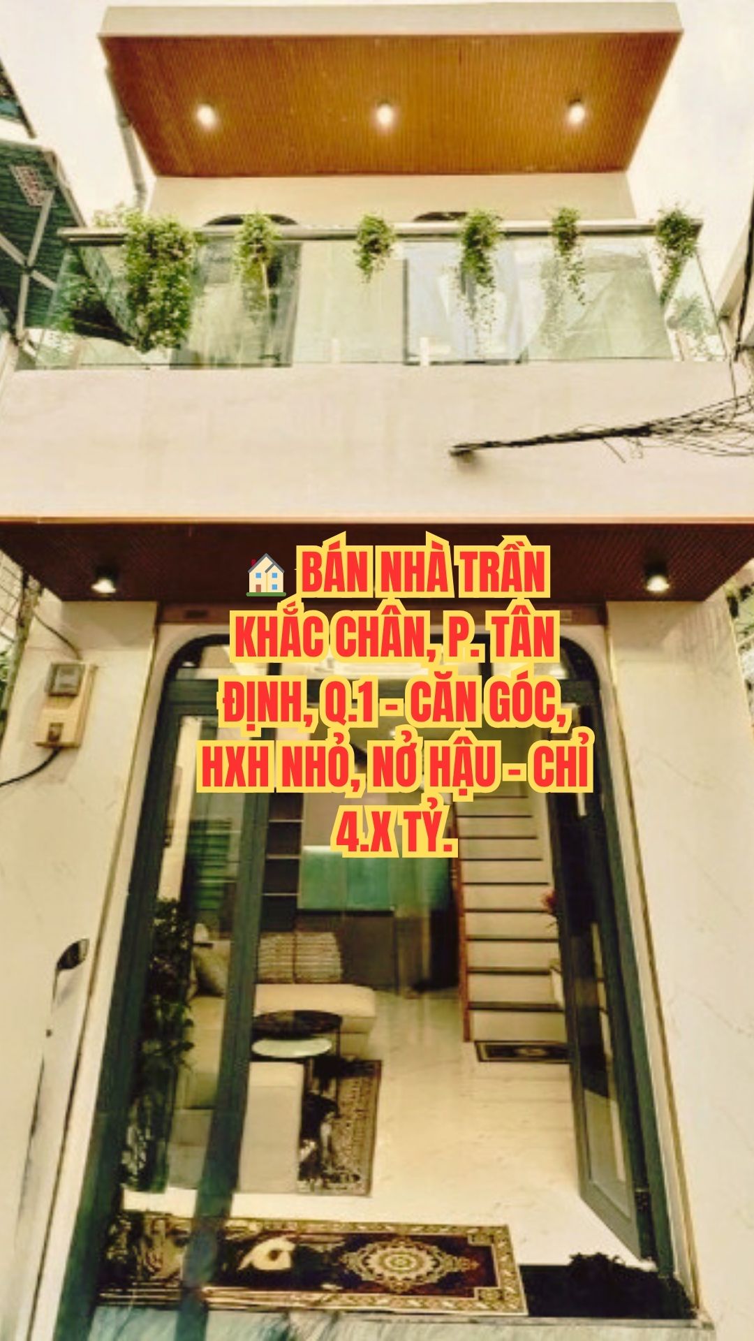 BÁN NHÀ TRẦN KHẮC CHÂN, P.TÂN ĐỊNH, Q.1, CĂN GÓC, HXH, NỞ HẬU, NHỈNH 4 TỶ